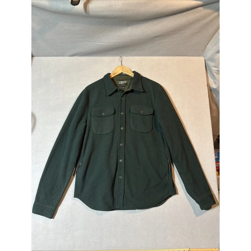 J. Crew Nordic Polartec Thermal Pro Fleece Shirt Jacket Navy Green Mens L